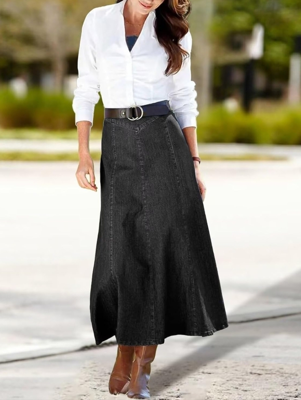 Flamingals High Waisted Black Denim Skirt Sz XL
